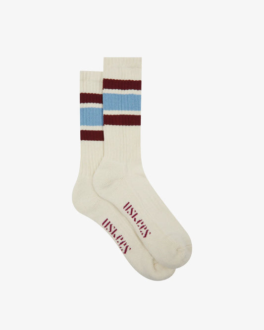College Stripe Socks in powder blue and burgundy