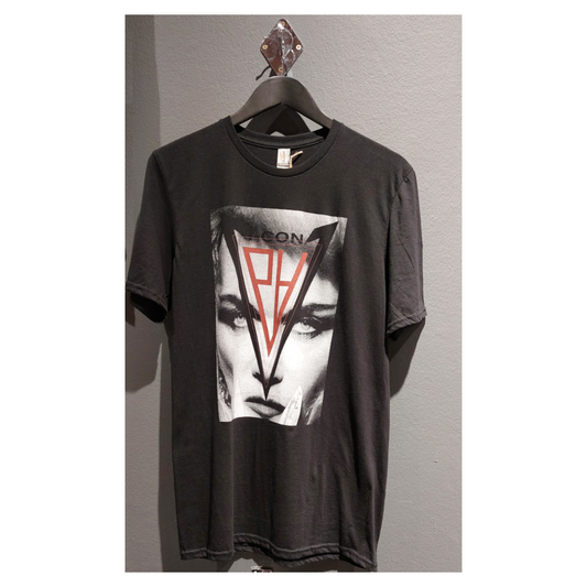 Pam Hoggs fashion on a black T-shirt. Found in The Horror Show at Somerset House london.
