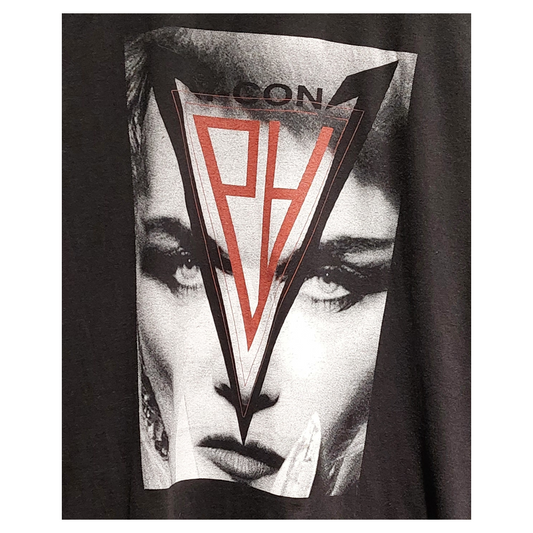 Pam Hoggs fashion on a black T-shirt. Found in The Horror Show at Somerset House london.
